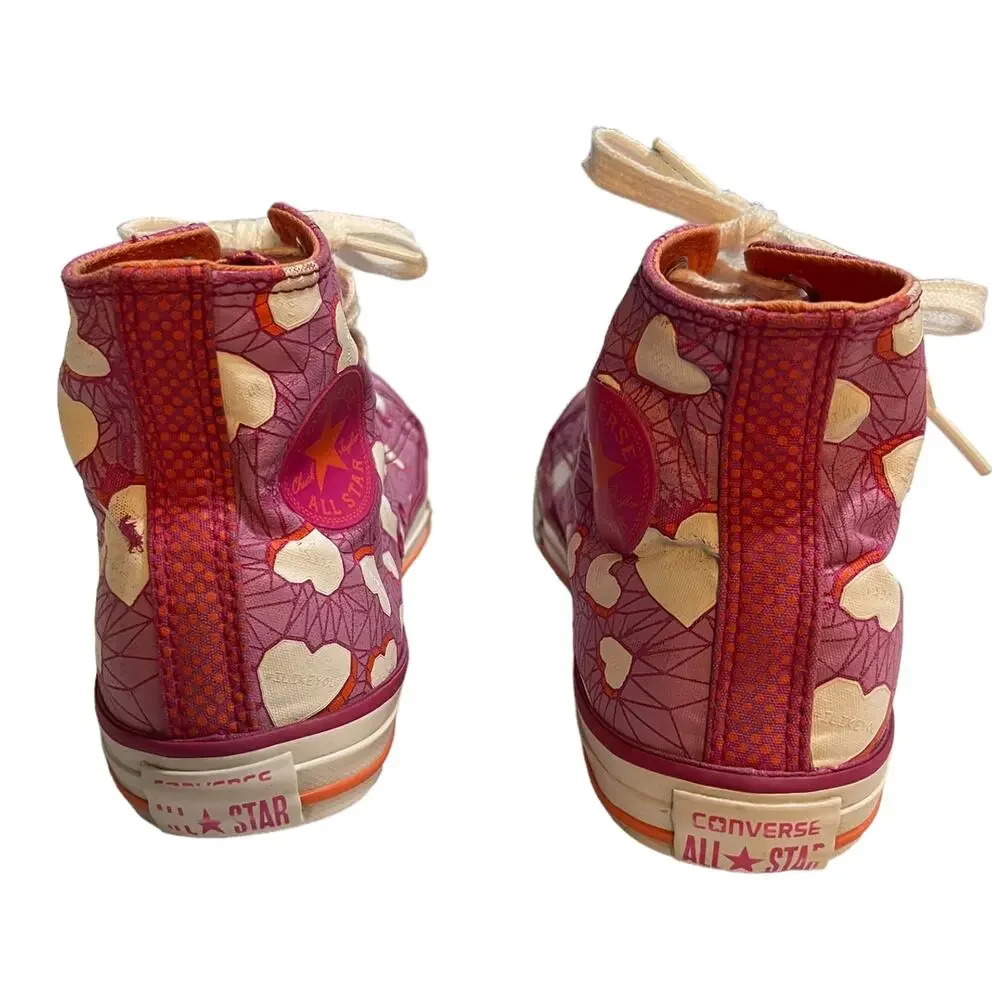 Converse Pink High Top Valentine Heart Conversations Sneakers Size 4